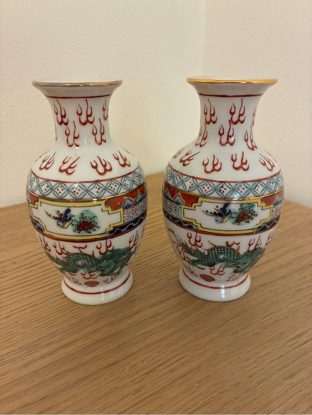 Vintage ACF Japanese Porcelain Ware Vases (Pair of 2)